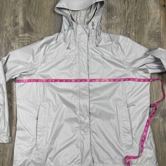 LL Bean Trail Model Womens Rain Jacket 2X Regular Gray Hooded Lightweight - Picture 6 of 10